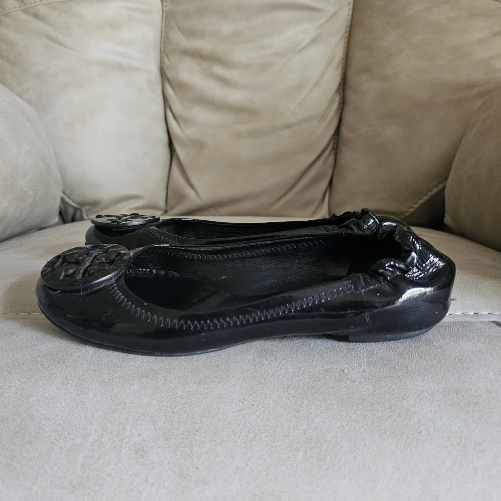 Tory Burch Reva Black Patent Leather Ballet‎ Flats Women’s Size 6M